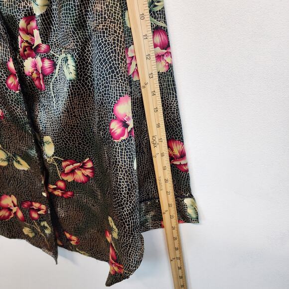 Vintage Ivy & Annabelle Floral Satin Pajama Set Size L Elastic Waist Pants - Picture 8 of 14